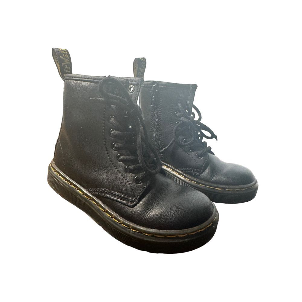 Dr Marten Girls‎ Black Leather Lace Up Side Zip Boots Docs Girls Size 11